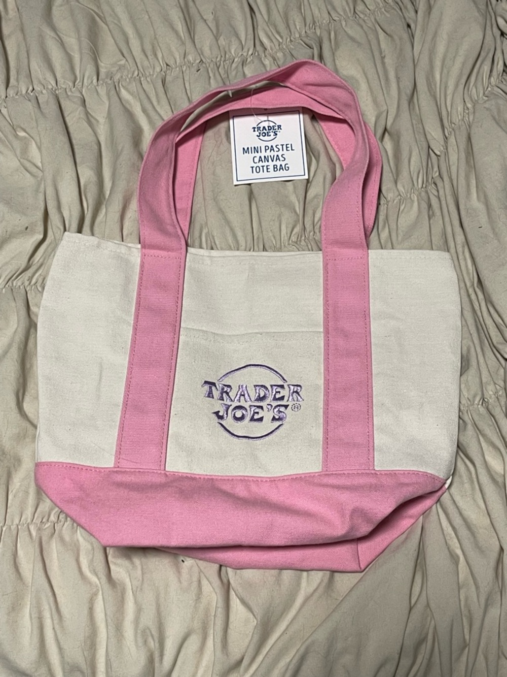 Trader Joe’s mini tote bag Pink Accent Canvas Tote Bag